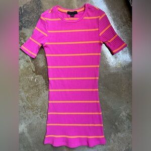 SUMMER SALE: SANCTUARY SIZE SMALL Orange and Pink Striped Knit Mini Dress